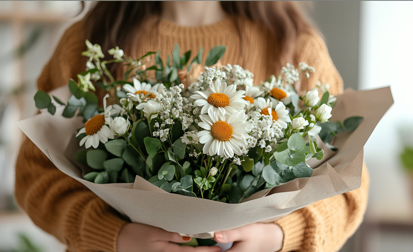 Farm Fresh Bouquet of seasonal organic flowers from Wanderment Farms wrapped and ready for delivery